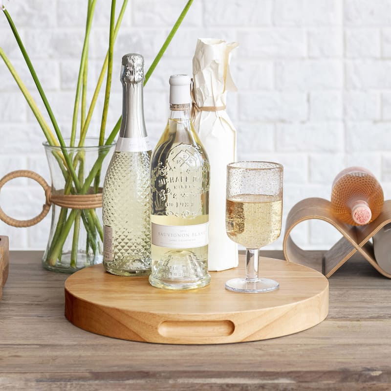 Rubberwood Cheese and Cutting Board with Handles - 14.8"L x 14.8"W x 1.6"H
