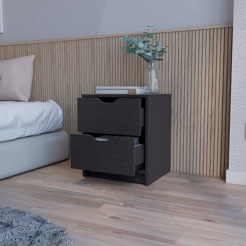 2-Drawer Nightstand with Ergonomic Design