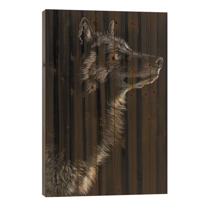 Wolf II Print On Wood by Julie T. Chapman - Multi-Color - 26x18x1.5