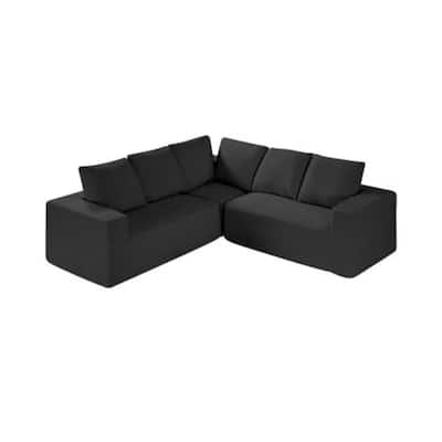 Modular Sectional Sofa L Shape Cloud Couch with Corduroy and Cushion Black - 82.7" x 24.4" x 22.4"