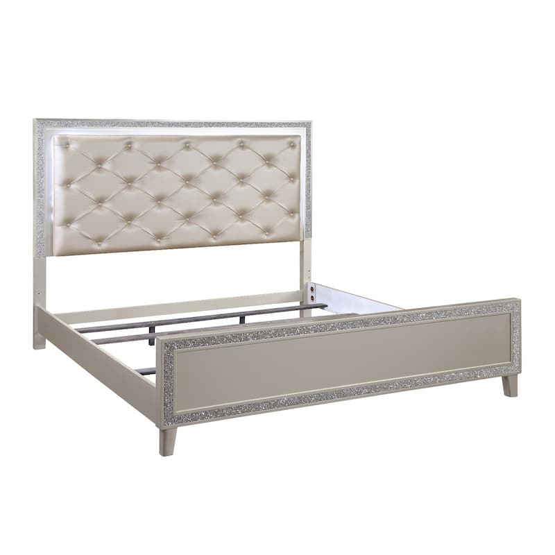 King Size Bed with Storage - Art Deco Style Platform Bed Frame for Bedroom Decor