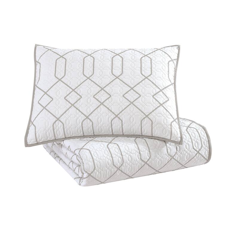 Riverbrook Home Alexander 2 Piece Reversible Coverlet Set White/Gray