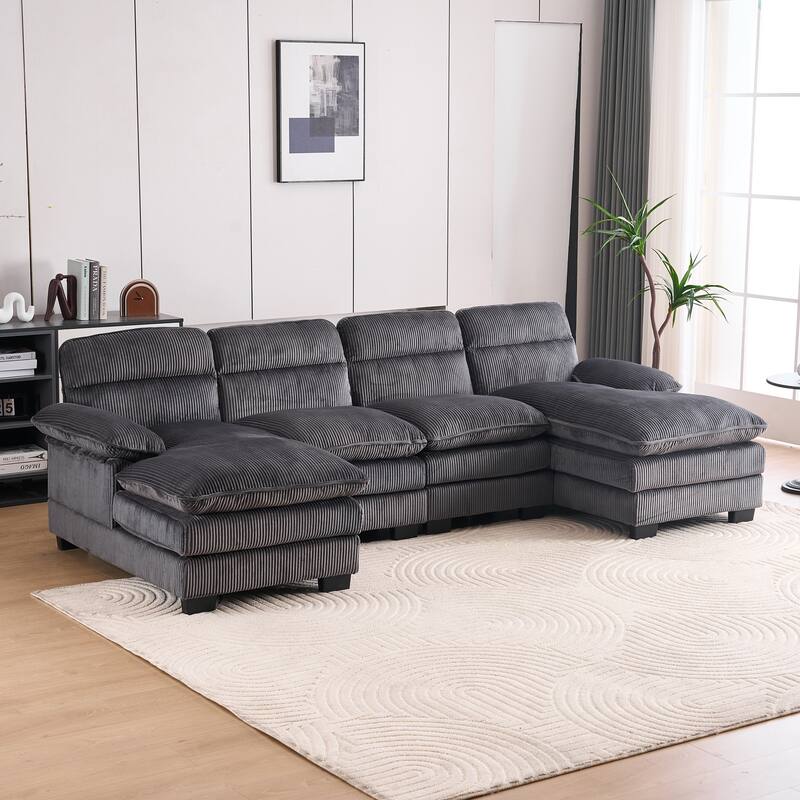 111.8" U-shaped profile sofa, including two single seats and two chaise