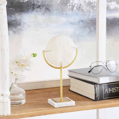 Cream Polystone Handmade Coral Sculpture with Marble Base