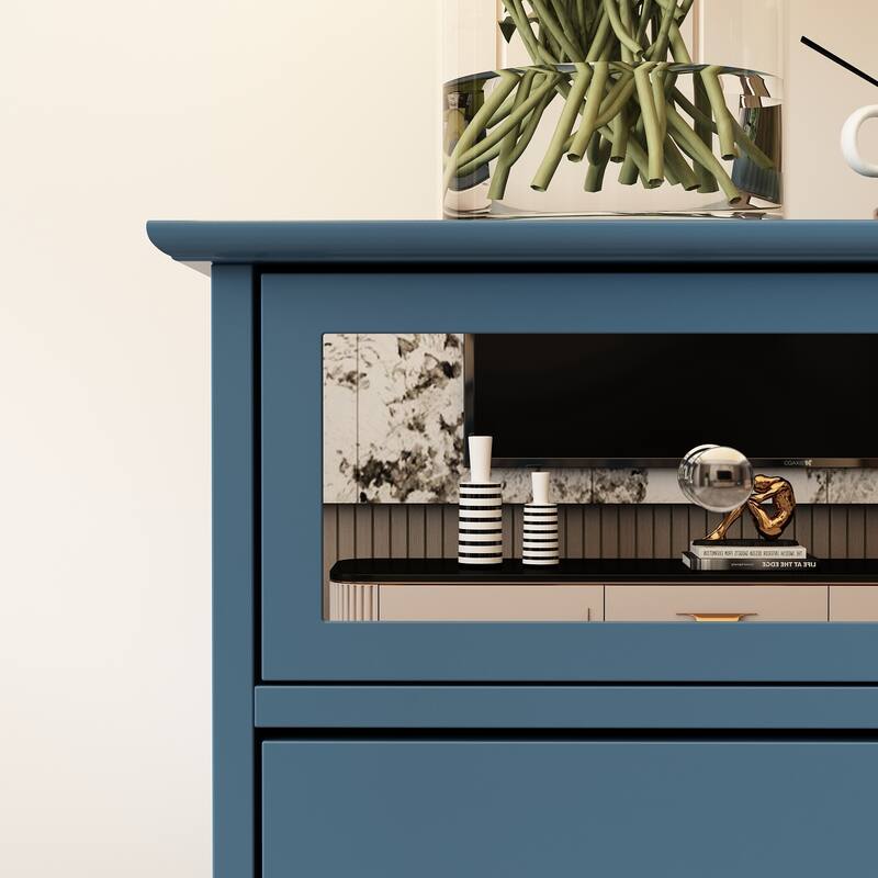 55.1" Accent Storage Cabinet Mirror Sideboard Buffet Cabinet Buffet