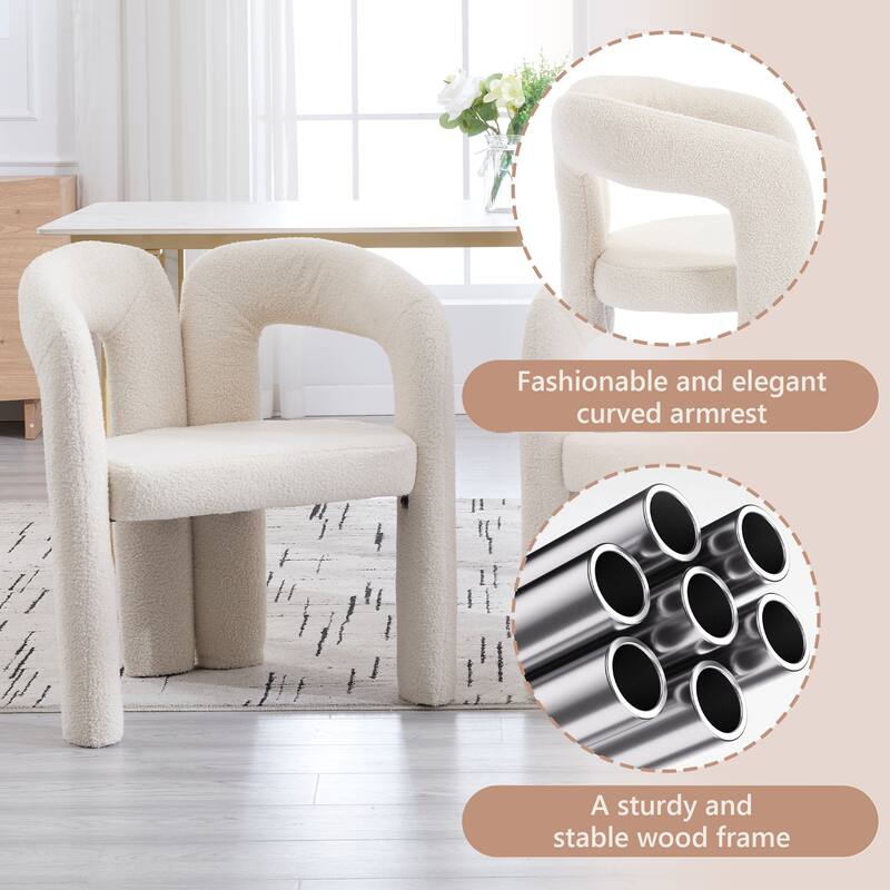 HOMEFUN Teddy Fabric Upholstered Wood Frame Contemporary Designed Dining Side Chair（set of 2）