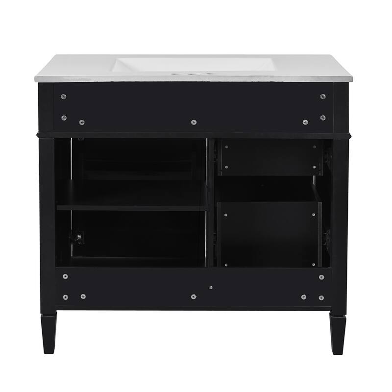 GDFStudio - Carradine Modern Freestanding Bathroom Vanity with Ceramic Sink and 2 Drawers & a Tip-out Drawer - 36'W