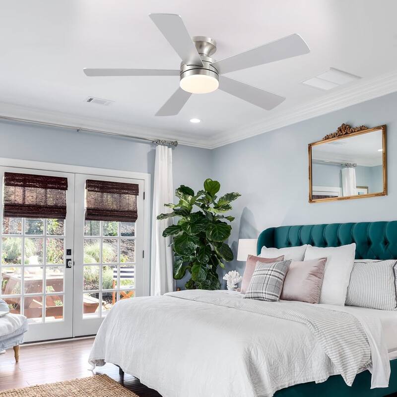 46" Low Profile Ceiling Fan with Light and Remote 3 Color Temperature Dimmiable LED,Powerful Air - 46 Inches