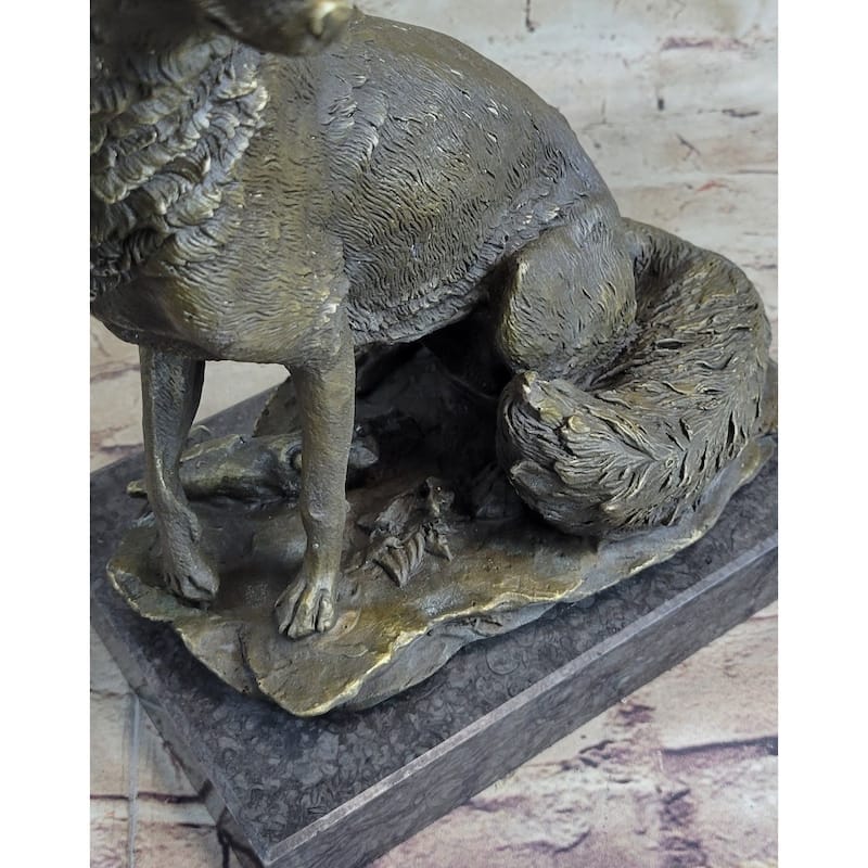 Signed Original Hot Cast Imitative Fox Shy Animal Bronze Sculpture By Williams Figurine