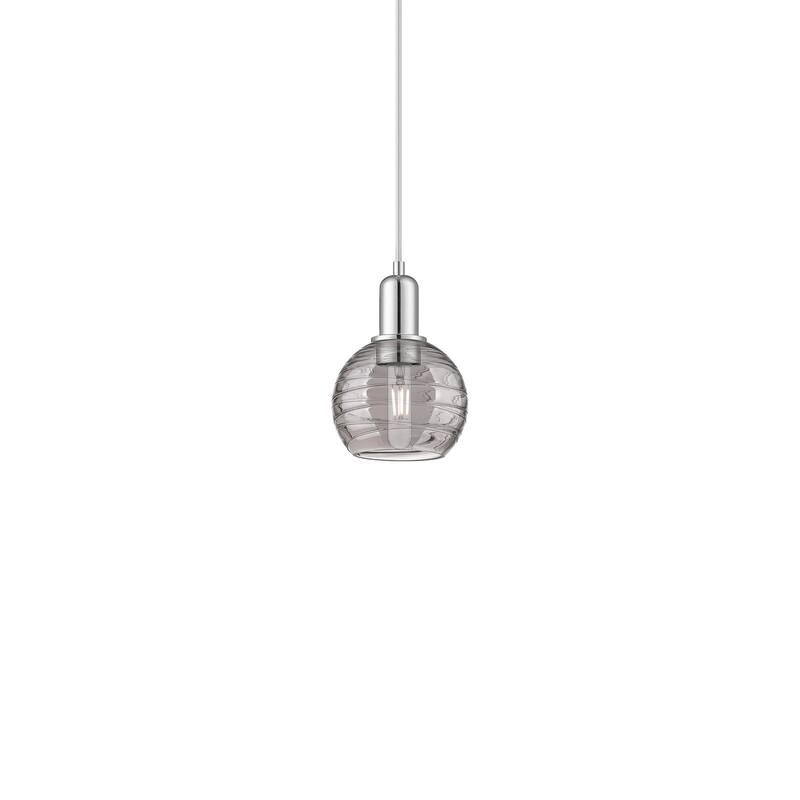 Innovations Lighting 716-1P-8-6 Athens Deco Swirl Pendant Athens Deco - Polished Chrome / Light Smoke Deco Swirl