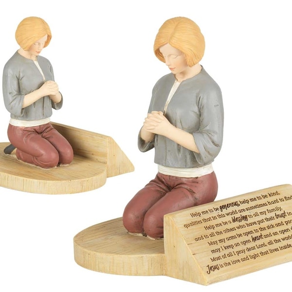 7” Kneeling Woman Prayer Resin Figurine - N/A
