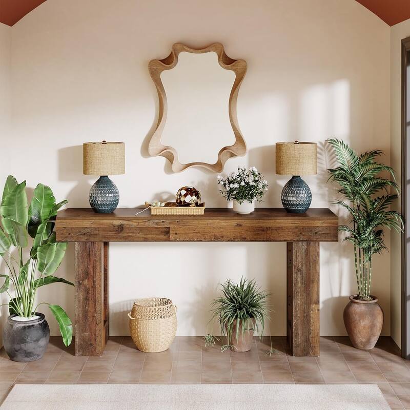 63" Wooden Console Table, Rectangular Sofa Table for Behind Couch, Entryway, HallwayLiving Room