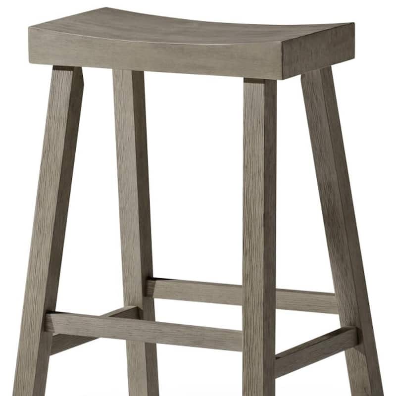 HomeRoots 27" Cool Gray Solid Wood Backless Counter Height Bar Chair
