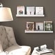 preview thumbnail 3 of 6, Wallniture Denver Wood Wall Bookshelves, Picture Ledge Shelf, White, Set of 2 - White