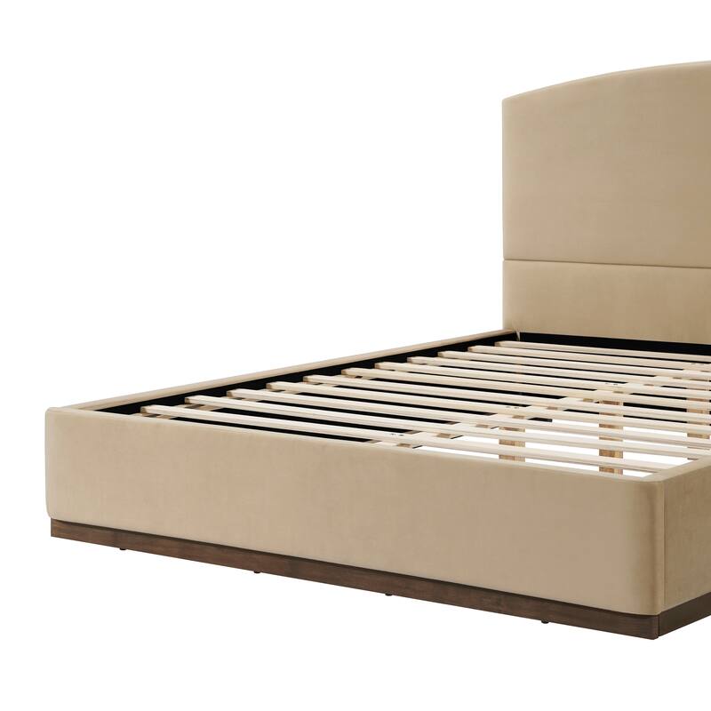 Christopher Knight Home - Modern Velvet Upholstered Bed Frame with Solid Wood Base