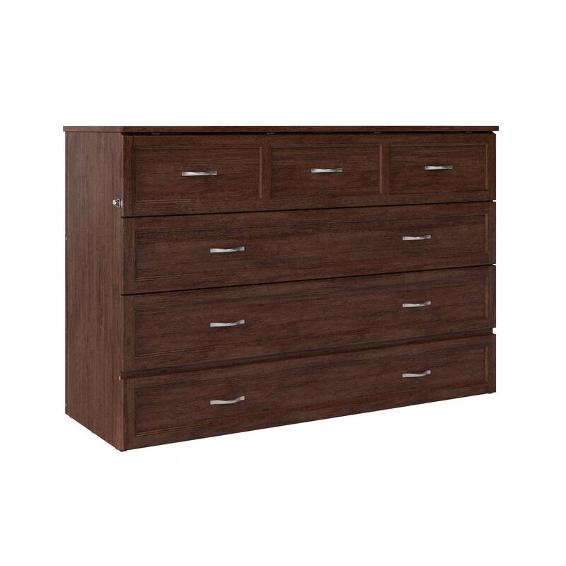 AFI Northfield Murphy Bed Chest with 6" Mattress, Storage Drawer & Built-In Charger