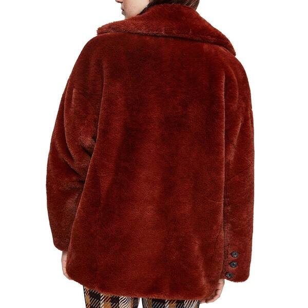 Shop Free People Womens Kate Faux Fur Coat Winter Double Breasted