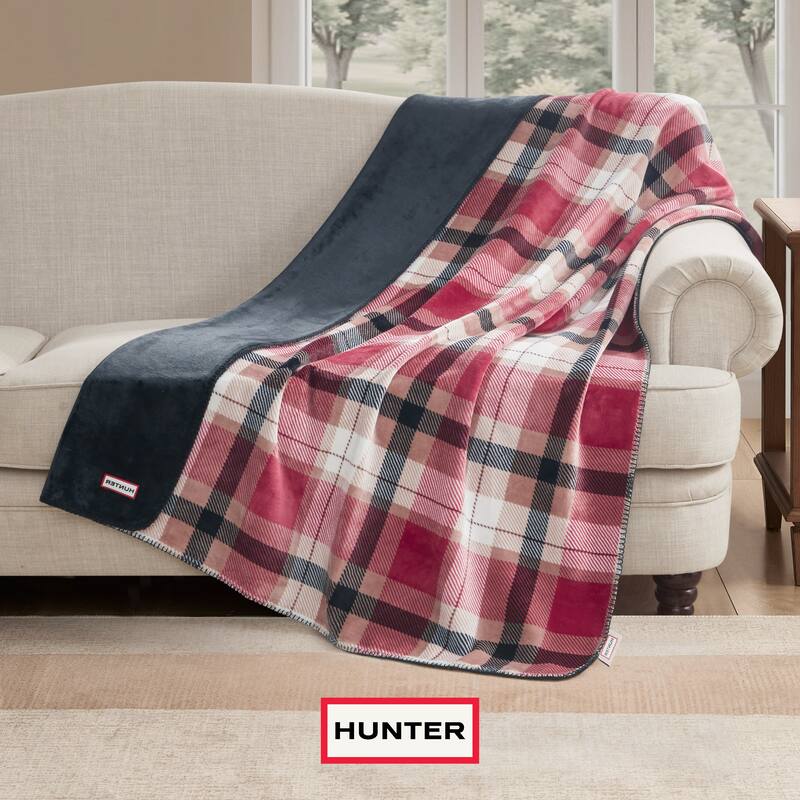 Hunter Reversible Plaid Plush Throw Blankets