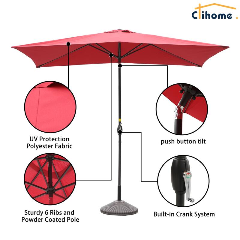 Clihome 10' x 6'5 Aluminum Rectangular Market Umbrella