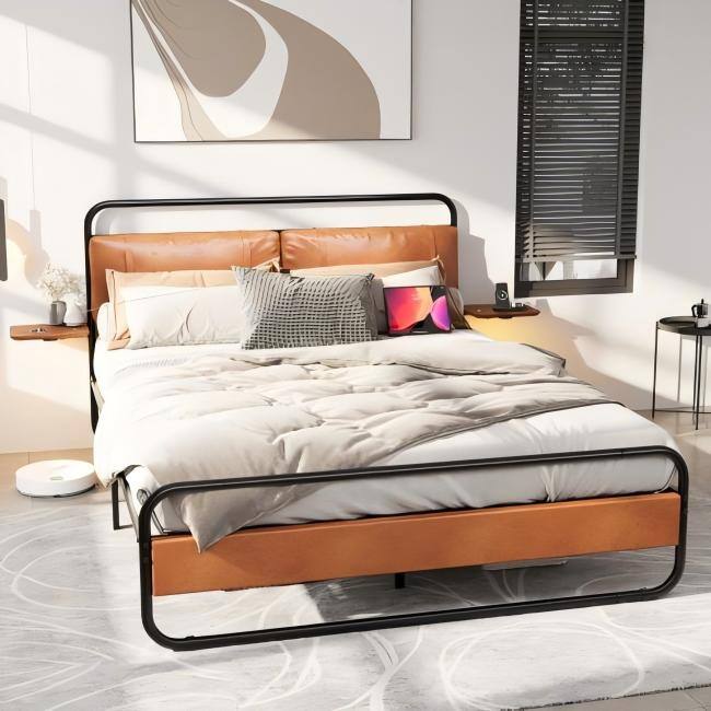 Queen Bed with Wireless Charging and Touch LED Light