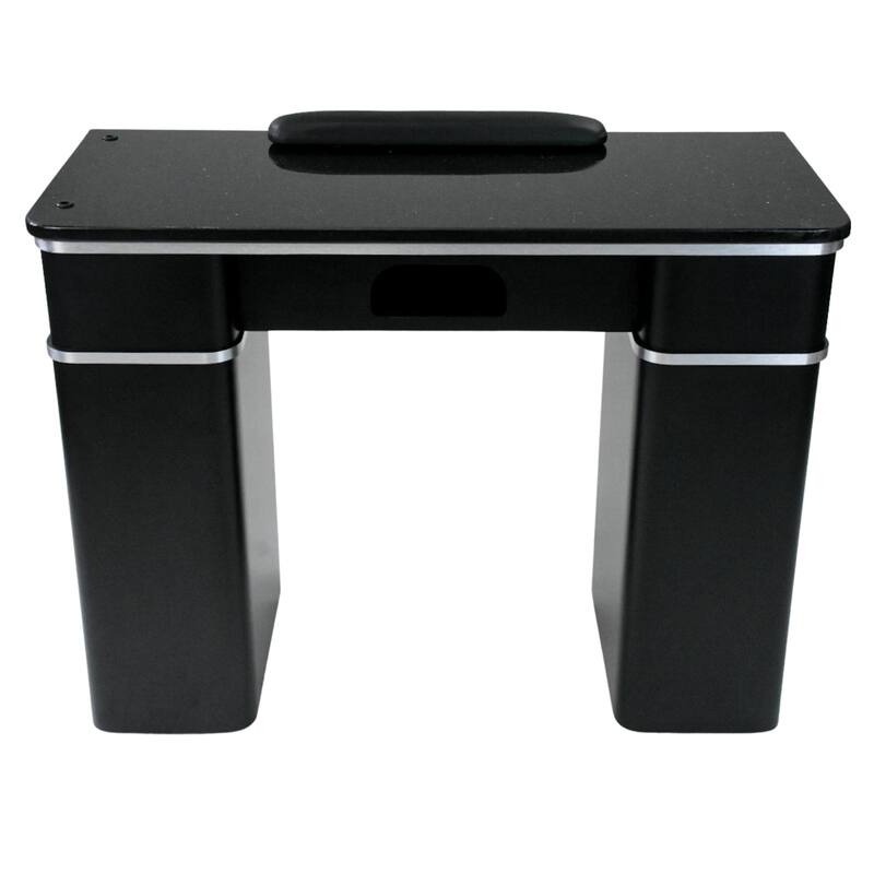 Sonoma II Manicure Table Heavy Duty Nail Station, Black Silver Marble Top - N/A