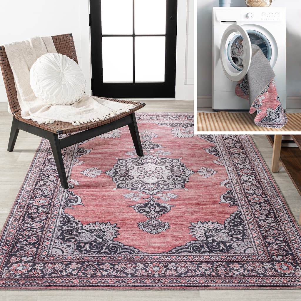 JONATHAN Y Wincer Bohemian Distressed Chenille Machine-Washable Area Rug