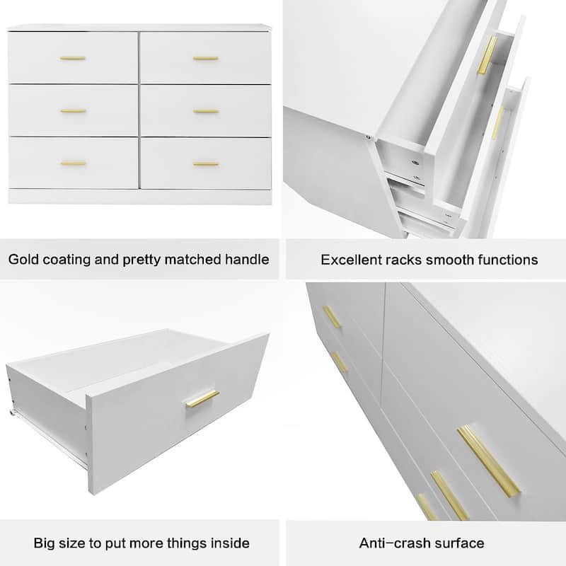 6 Drawer Dresser Closet Storage Tower Organizer Unit for Bedroom