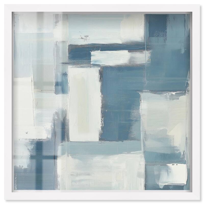 Deconstructed Blue III Shadowbox by Art Remedy - White - 12" x 12"