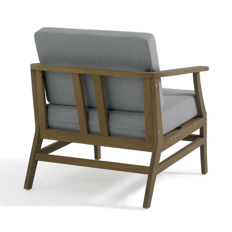 Outdoor Teak Wood Club Chairs with Cushions (Set of 2)