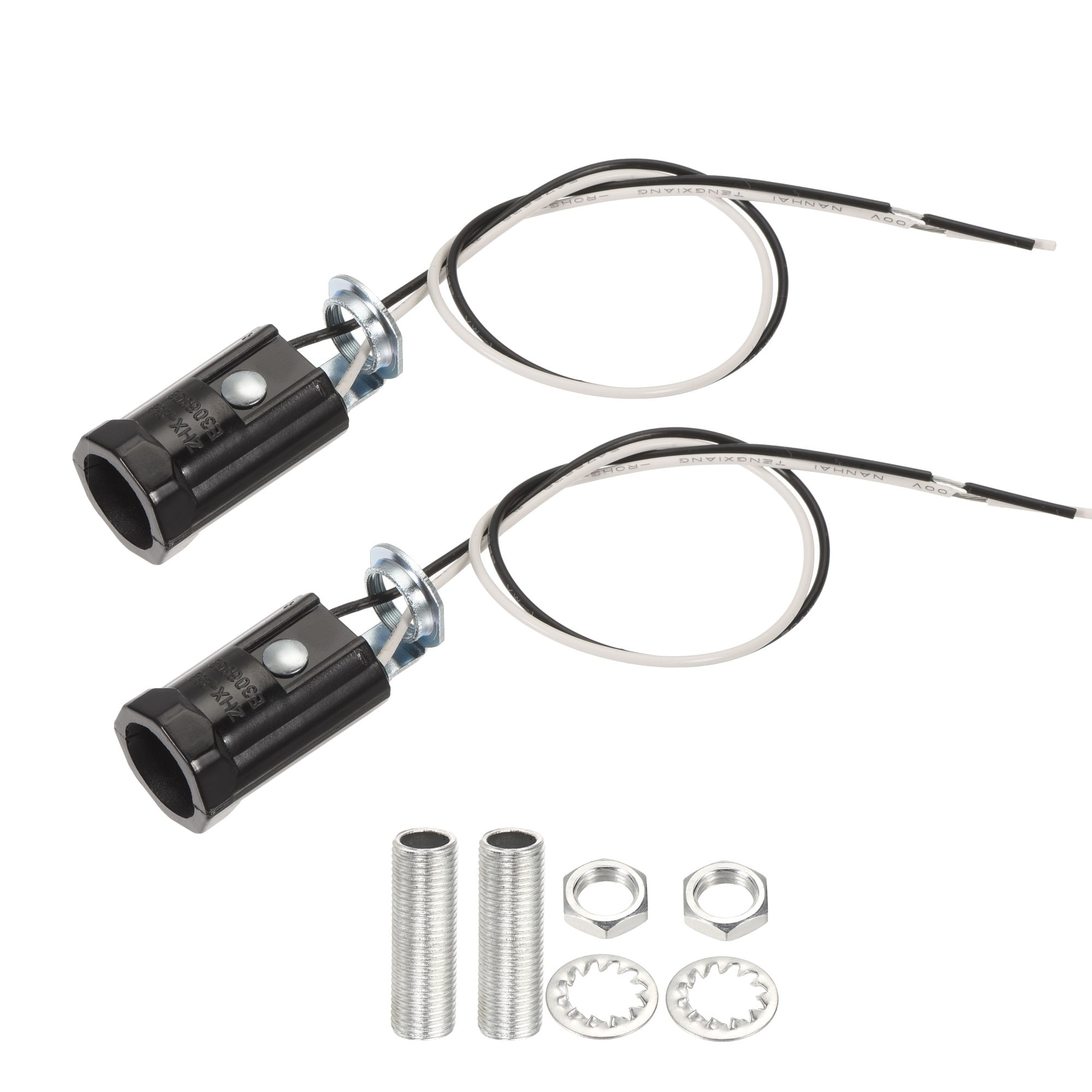 E12 Bulb Socket Candelabra Base LED Lamp Holder with 9.8 Inch Wire Black Silver Tone Bed Bath Beyond 37404361