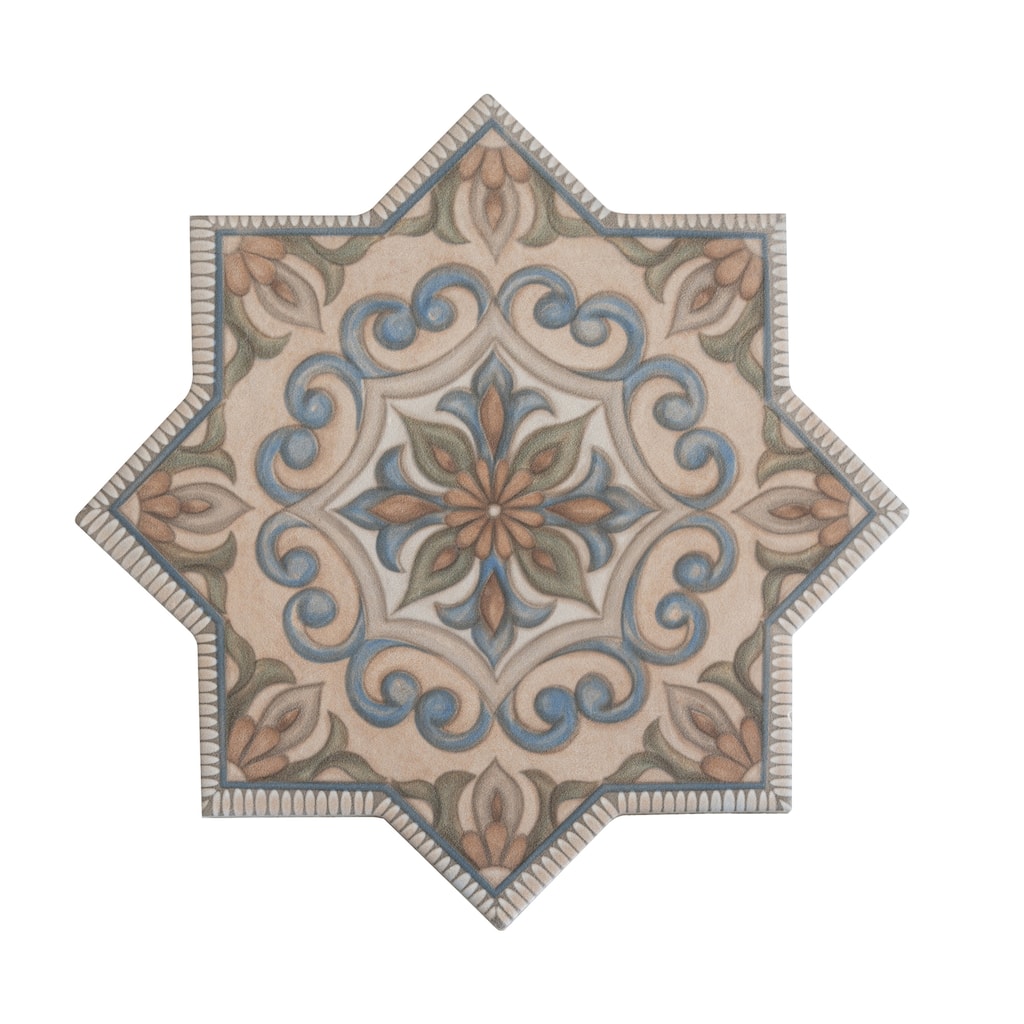 Apollo tile 7" x 7" Terralis Matte Terracotta Blue Olive Green Porcelain Tile (6.46 sq ft/case) - 16 Pack