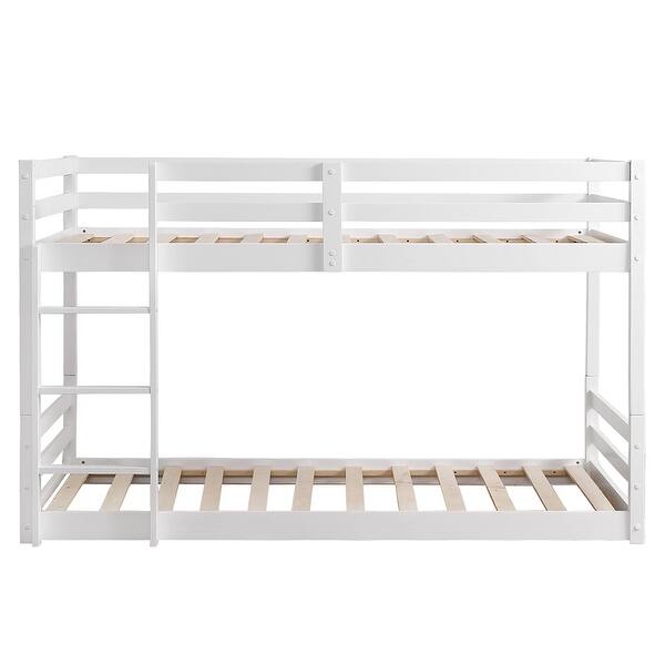 slide 2 of 11, Wooden Bunk Bed with Straight Ladder,White White - Twin