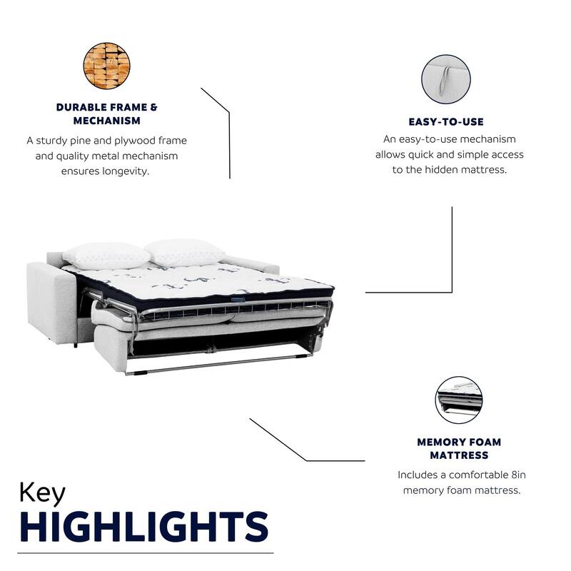 Stearns & Foster® Giotto 78 in. Full Sleeper Sofa with Memory Foam Mattress