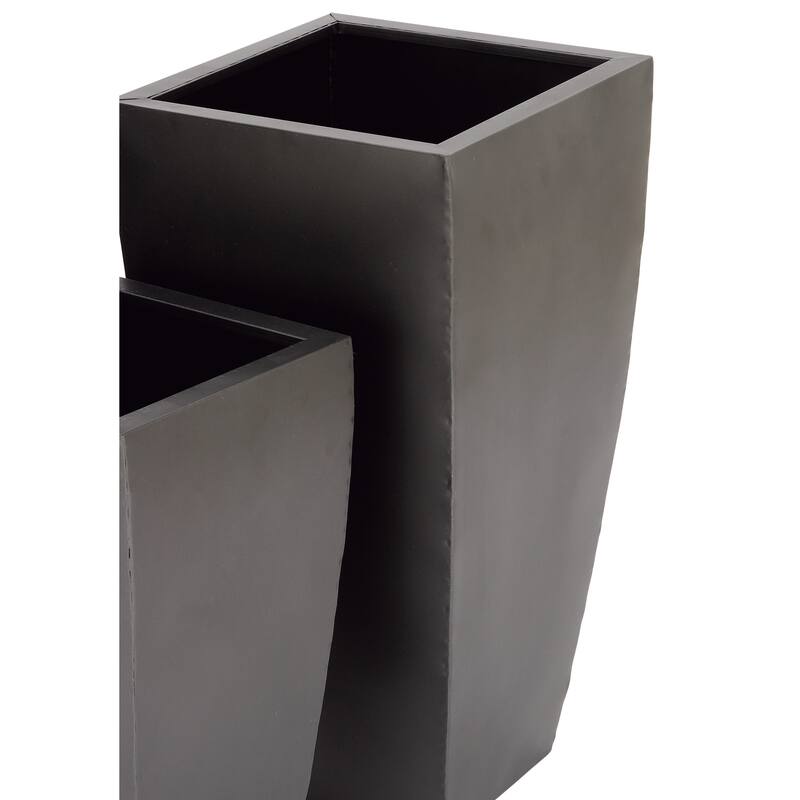 Metal Light Weight Planter with Tapered Base and Polished Exterior - Set of 3 Gray or Dark gray - Roche River Decor