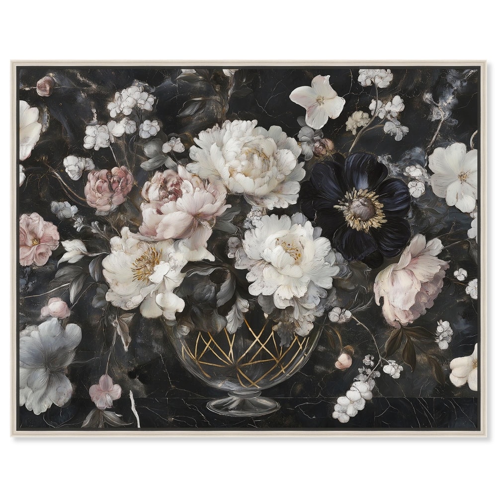 Peonies in Glass Vase Canvas by Art Remedy