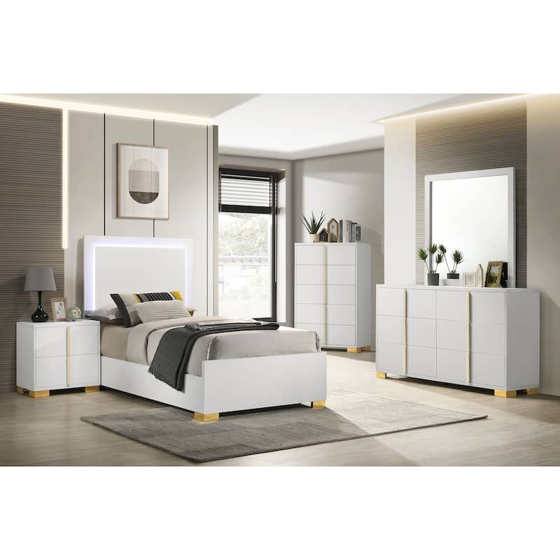 Marceline 5-Piece Panel Bedroom Set with LED Headboard