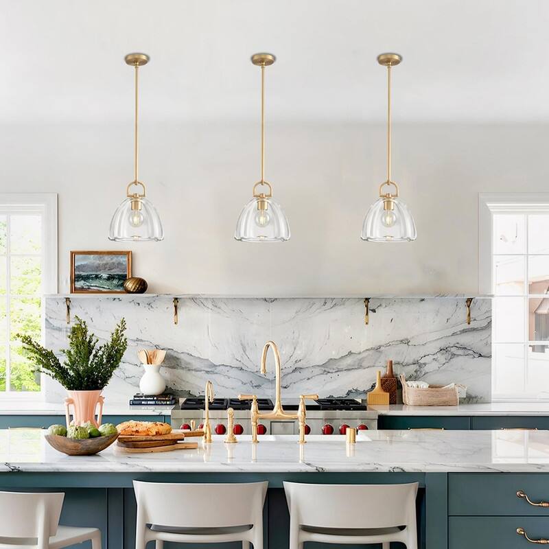 11” Bulbs light gold light fixture copper, Crystal pendant light