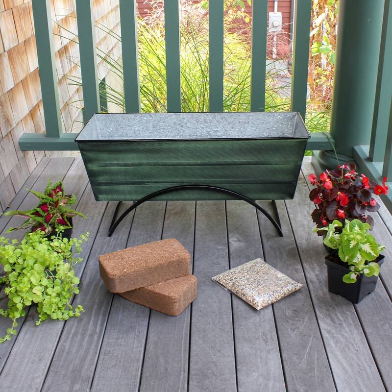 Achla Designs 24" W Medium Galvanized Steel/Wrought Iron Indoor Oudoor Bloom Box Garden Growing Kit With Odette Stand