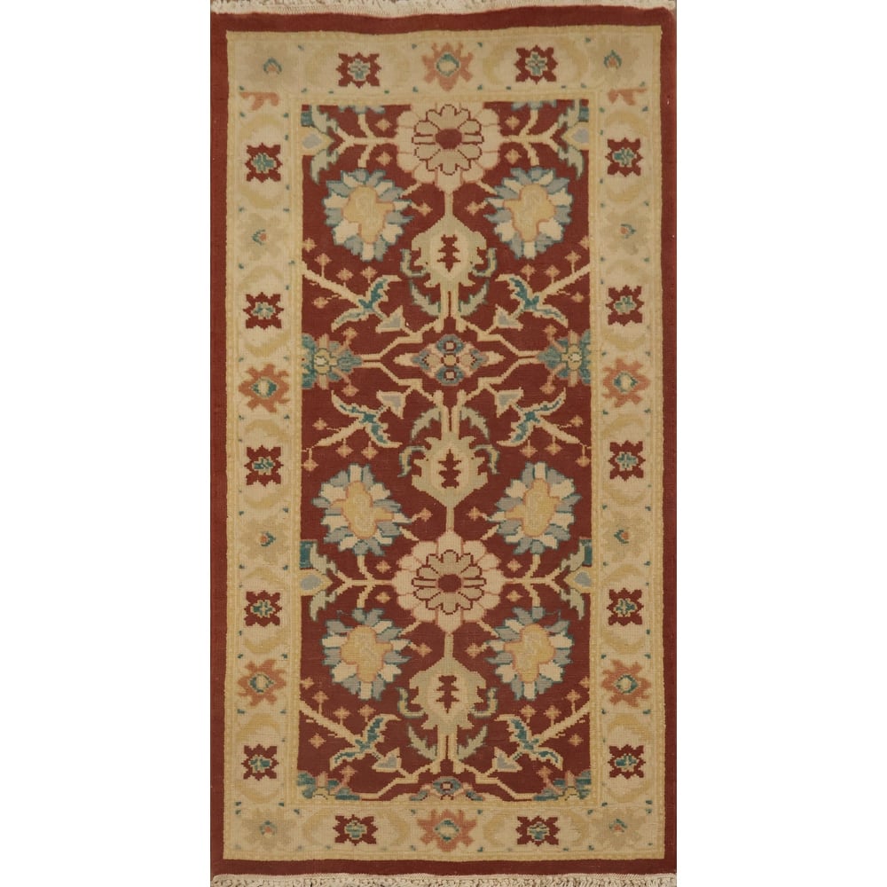 Hand Knotted Oriental 100% Wool Carpet Traditional All-Over Brown Ziegler Area Rug - 4' 0'' X 2' 0''