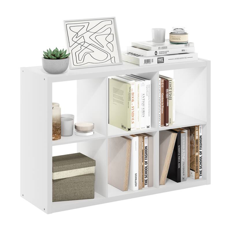 Furinno Cubicle Open Back Decorative Cube Storage Organizer, 6-Cube