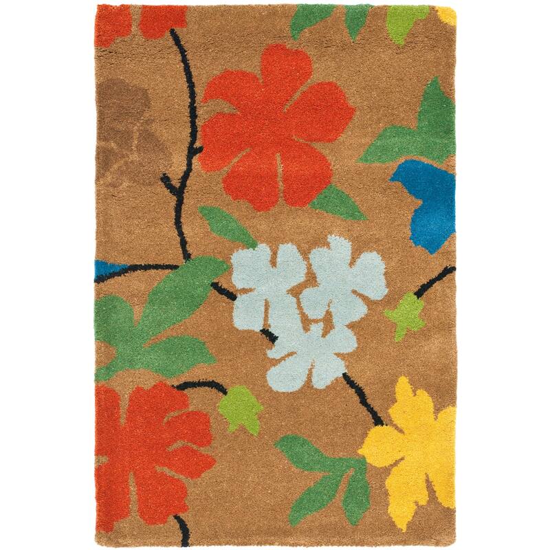SAFAVIEH Handmade Soho Maegan Floral N.Z. Wool Rug - 2' x 3' - Brown/Multi