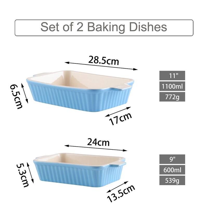 MALACASA Series Bake.Bake, Rectangle Porcelain Bakeware Set