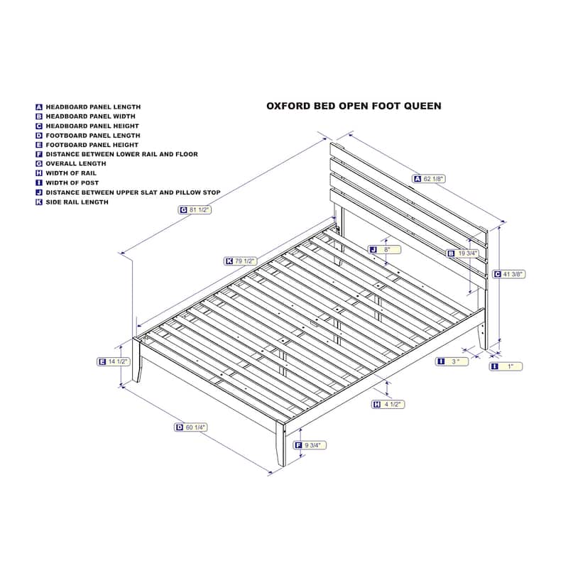 Modern Bed Frame Espresso Finish - Solid Wood Platform Bed - No Box Spring Needed