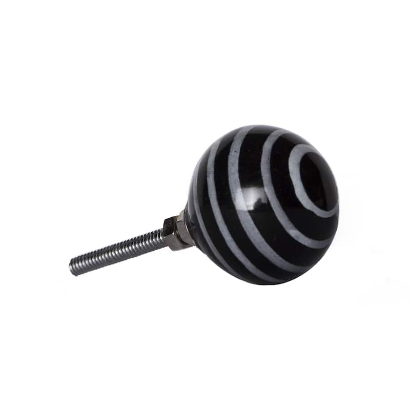 HomeRoots Set of Eight Black And Gray Ceramic And Metal Drawer Pull Knobs - 1.5' X '1.5' X '1.5