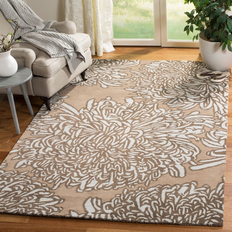 Martha Stewart by SAFAVIEH Chrysanthemum Wool Rug - 5' x 8' - Driftwood/Grey