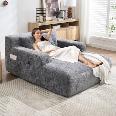Lazy Sofa Chaise longue Armchair with three pillows and armrestsSleeping Sofa Bed Living RoomBedroomBedroomStudy Chair Bed