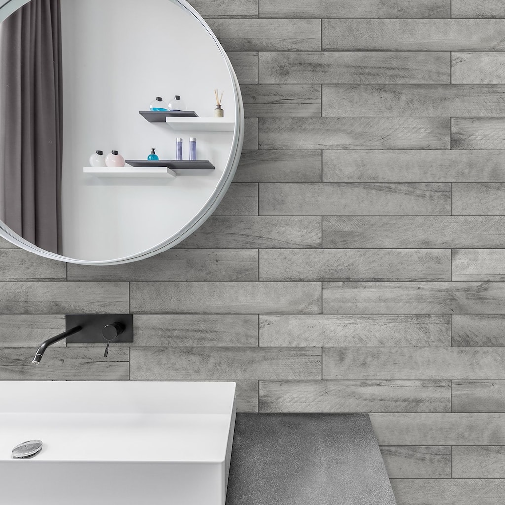 Peel and Stick Backsplash Tile - Smart Tiles Norway Gray Maple XLarge - Kitchen and Bathroom Stick on Tiles
