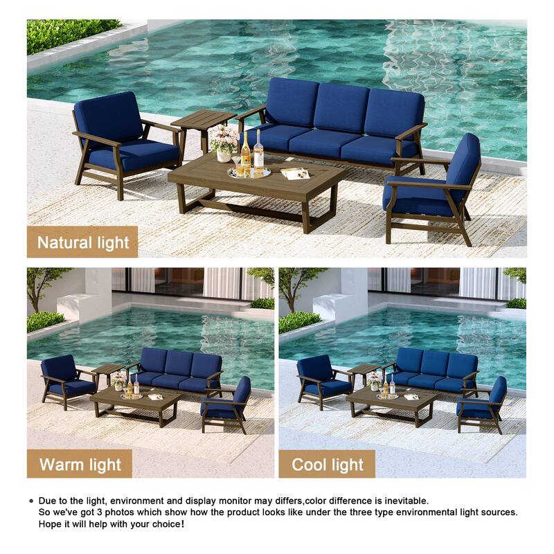 5-Piece Teak Outdoor Conversation Set with Tables.