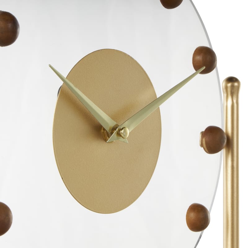 Metal Acrylic Face Clock with Wood Ball Accents - Gold or Black - Roche River Decor