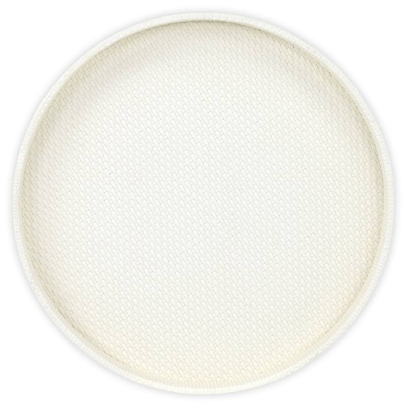 Tamsin 14.5" Round Decorative Serving Tray - Wicker Weave Pattern for Display, and Organization